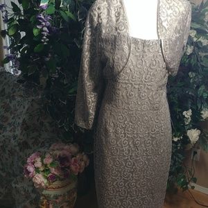EMBROIDERED LACE DRESS WITH BOLERO JACKET SZ 16